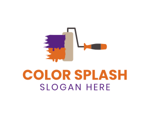 Colorful Paint Roller Drip logo design