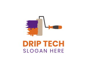 Colorful Paint Roller Drip logo design