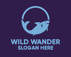 Blue Wild Shark logo design