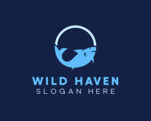 Blue Wild Shark logo design