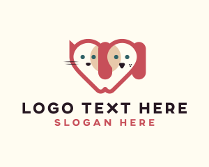 Animal - Cat Dog Care Heart logo design