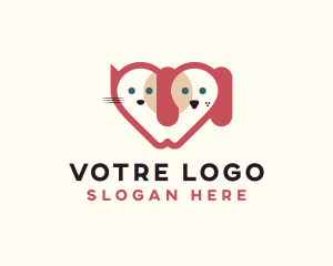 Cat Dog Care Heart Logo