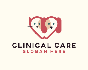 Cat Dog Care Heart logo design