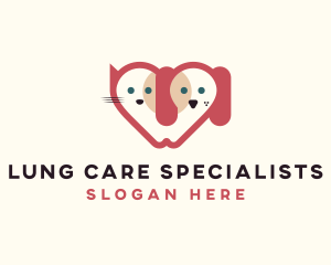 Cat Dog Care Heart logo design