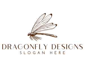 Flying Dragonfly Wings logo design