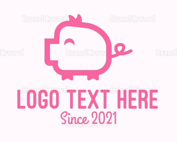 Cute Pink Pig Logo