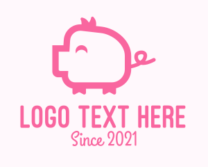 Stuffed Toy - Cute Pink Pig logo design