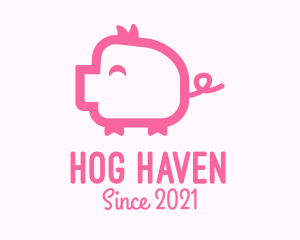 Cute Pink Pig  logo design