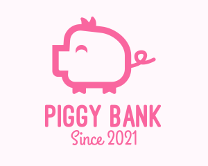 Cute Pink Pig  logo design