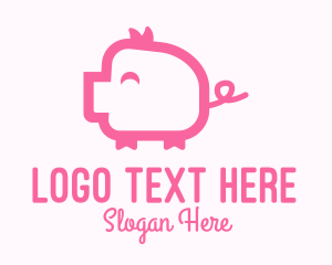 Cute Pink Pig  Logo