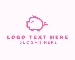 Character - Cute Pink Pig logo design