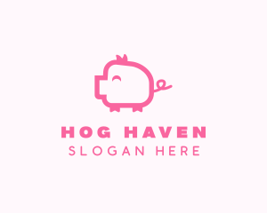 Cute Pink Pig  logo design