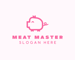 Cute Pink Pig  logo design