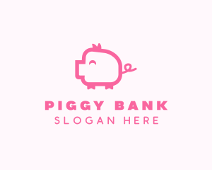 Cute Pink Pig  logo design