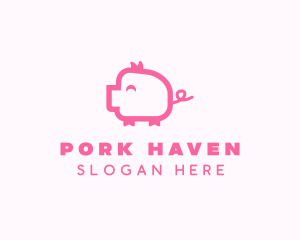 Cute Pink Pig  logo design