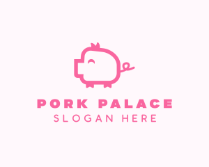 Cute Pink Pig  logo design