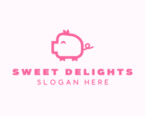 Cute Pink Pig  logo design