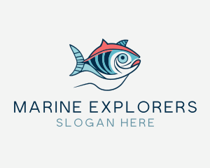 Marine Sea Ocean Fish logo design