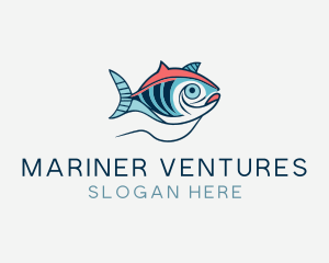 Marine Sea Ocean Fish logo design