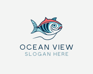 Marine Sea Ocean Fish logo design