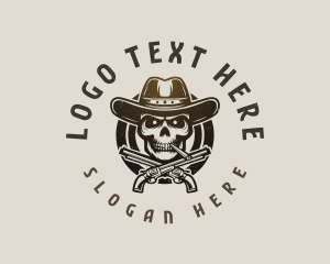 Texas - Skull Cowboy Guns logo design