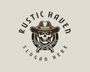 Skull Cowboy Guns logo design