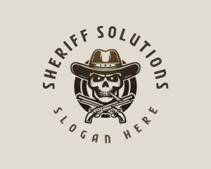 Skull Cowboy Guns logo design