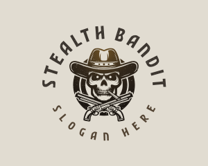 Skull Cowboy Guns logo design