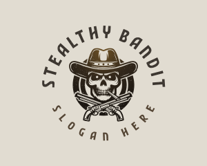 Skull Cowboy Guns logo design