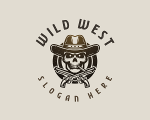 Skull Cowboy Guns logo design