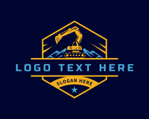 Mining - Mountain Backhoe Excavator logo design