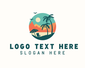 Palm Tree - Summer Beach Island logo design