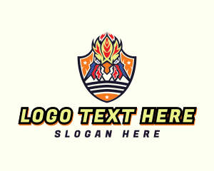 Fiery - Blazing Rooster Shield logo design