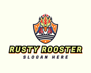 Blazing Rooster Shield logo design