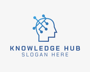 Learn - Brain Circuit Head logo design