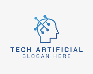 Artificial - Brain Circuit Head logo design