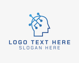 Robotic - Brain Circuit Head logo design