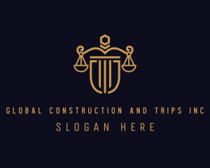 Legal Justice Scale Shield logo design