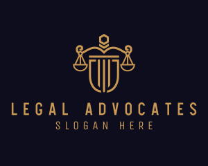 Legal Justice Scale Shield logo design