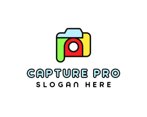 Dslr - Colorful Camera Outline logo design