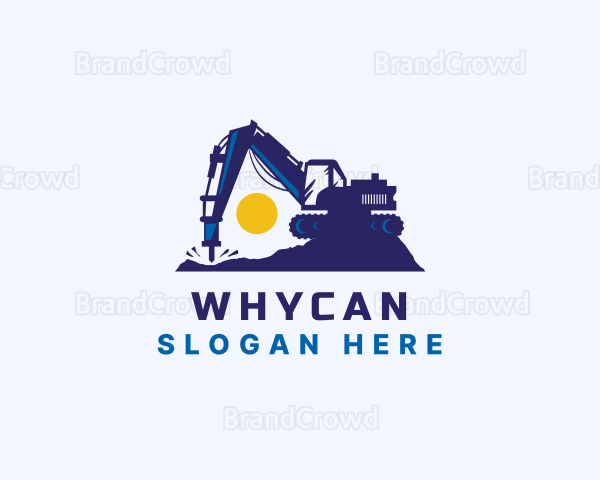 Excavator Drill Construction Logo