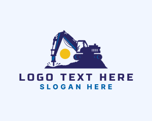 Worker - Excavator Drill Construction logo design