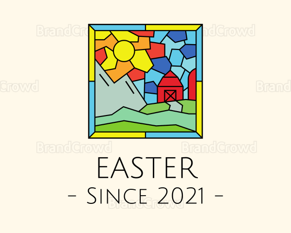 Stained Glass Outdoor Barn House Logo