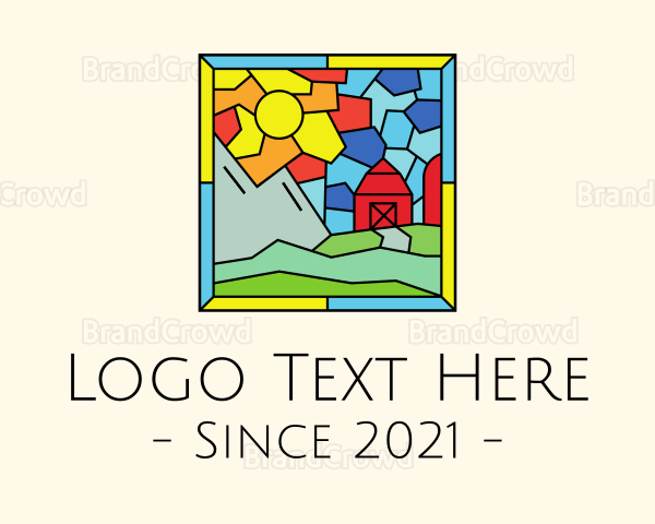 Stained Glass Outdoor Barn House Logo