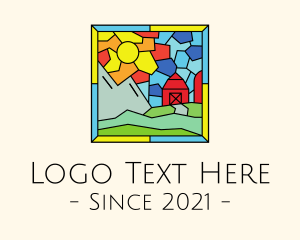 Scenery - Stained Glass Outdoor Barn House logo design
