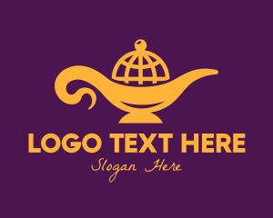 World - Global Golden Lamp logo design