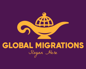 Global Golden Lamp logo design