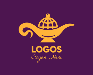 Data Technology - Global Golden Lamp logo design