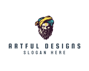 Illustration - Bearded Sultan Man logo design