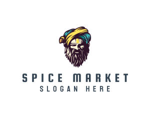 Indian - Bearded Sultan Man logo design